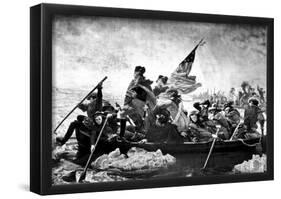 Emanuel Leutze (Washington Crossing the Delaware, B&W) Art Poster Print-null-Framed Poster