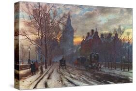 Embankment in Winter-Herbert Marshall-Stretched Canvas