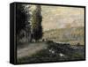 Embankment Near Lavacourt-Claude Monet-Framed Stretched Canvas