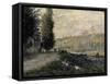 Embankment Near Lavacourt-Claude Monet-Framed Stretched Canvas