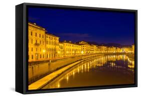 Embankment of Pisa in the Evening - Italy-Leonid Andronov-Framed Stretched Canvas