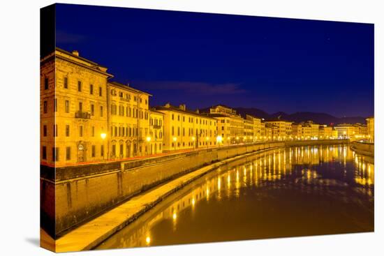 Embankment of Pisa in the Evening - Italy-Leonid Andronov-Stretched Canvas