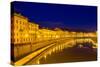 Embankment of Pisa in the Evening - Italy-Leonid Andronov-Stretched Canvas