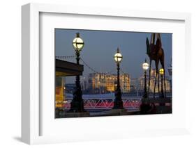 Embankment with Dali Sculpture at Dusk, London, England, United Kingdom-Charles Bowman-Framed Photographic Print