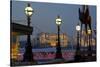 Embankment with Dali Sculpture at Dusk, London, England, United Kingdom-Charles Bowman-Stretched Canvas