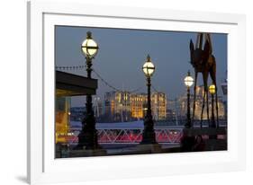 Embankment with Dali Sculpture at Dusk, London, England, United Kingdom-Charles Bowman-Framed Photographic Print