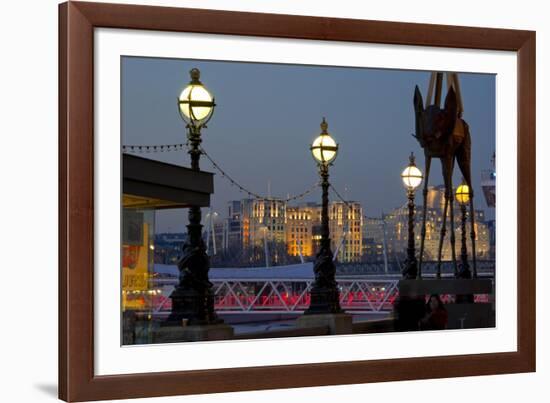 Embankment with Dali Sculpture at Dusk, London, England, United Kingdom-Charles Bowman-Framed Photographic Print