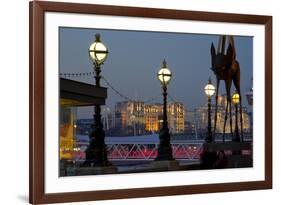 Embankment with Dali Sculpture at Dusk, London, England, United Kingdom-Charles Bowman-Framed Photographic Print