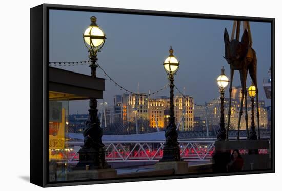 Embankment with Dali Sculpture at Dusk, London, England, United Kingdom-Charles Bowman-Framed Stretched Canvas