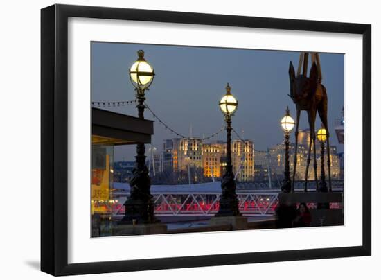 Embankment with Dali Sculpture at Dusk, London, England, United Kingdom-Charles Bowman-Framed Photographic Print