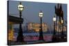 Embankment with Dali Sculpture at Dusk, London, England, United Kingdom-Charles Bowman-Stretched Canvas