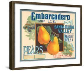 Embarcadero Brand Fancy Pears, Santa Clara Valley, U.S. No. 1-null-Framed Art Print