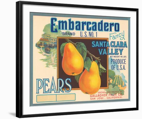 Embarcadero Brand Fancy Pears, Santa Clara Valley, U.S. No. 1-null-Framed Art Print