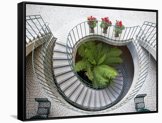 Embarcadero Center Staircase, Embarcadero, San Francisco, California, Usa-Walter Bibikow-Framed Stretched Canvas