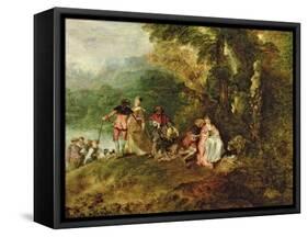 Embarkation for Cythera, 1717-Jean Antoine Watteau-Framed Stretched Canvas
