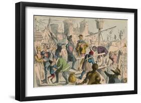 Embarkation of King Henry the Fifth at Southampton. A.D. 1415, 1850-John Leech-Framed Giclee Print