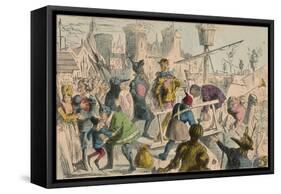 Embarkation of King Henry the Fifth at Southampton. A.D. 1415, 1850-John Leech-Framed Stretched Canvas