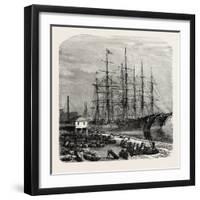 Embarking Cotton at Savannah, USA, 1870s-null-Framed Giclee Print