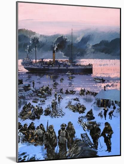 Embarking For the Klondike Gold Rush-Graham Coton-Mounted Giclee Print