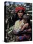 Embera Mother and Child, Hands Black from Body Dye, Embera Indian Village, Gatun Lake, Panama-Cindy Miller Hopkins-Stretched Canvas