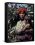 Embera Mother and Child, Hands Black from Body Dye, Embera Indian Village, Gatun Lake, Panama-Cindy Miller Hopkins-Framed Stretched Canvas