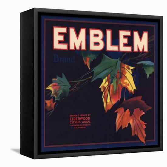 Emblem Brand - Elderwood, California - Citrus Crate Label-Lantern Press-Framed Stretched Canvas