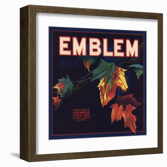 Emblem Brand - Elderwood, California - Citrus Crate Label-Lantern Press-Framed Art Print