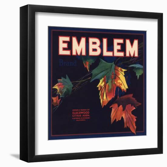 Emblem Brand - Elderwood, California - Citrus Crate Label-Lantern Press-Framed Art Print