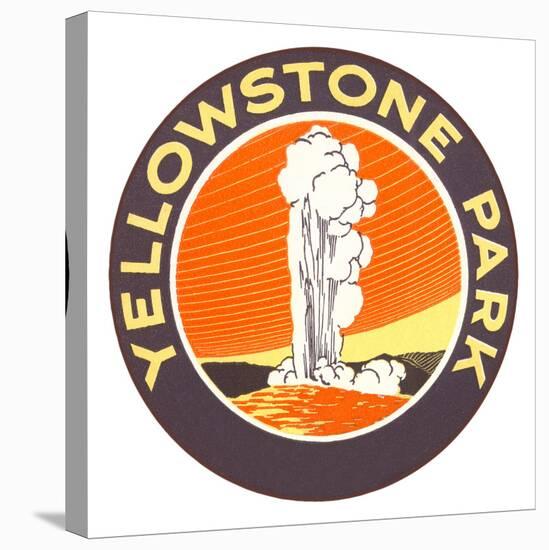 Emblem for Yellowstone National Park with Geyser-null-Stretched Canvas