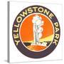 Emblem for Yellowstone National Park with Geyser-null-Stretched Canvas