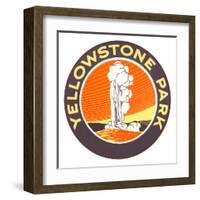 Emblem for Yellowstone National Park with Geyser-null-Framed Art Print