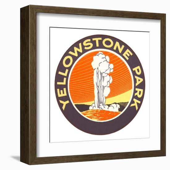 Emblem for Yellowstone National Park with Geyser-null-Framed Art Print