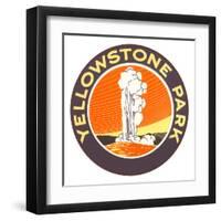 Emblem for Yellowstone National Park with Geyser-null-Framed Art Print