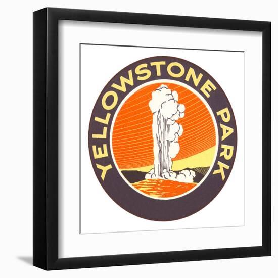 Emblem for Yellowstone National Park with Geyser-null-Framed Art Print