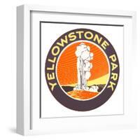 Emblem for Yellowstone National Park with Geyser-null-Framed Art Print