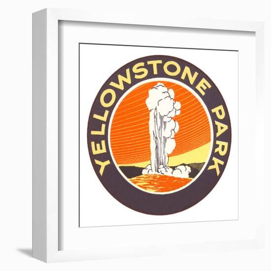 Emblem for Yellowstone National Park with Geyser-null-Framed Art Print