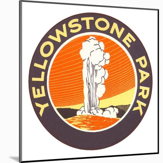 Emblem for Yellowstone National Park with Geyser-null-Mounted Art Print