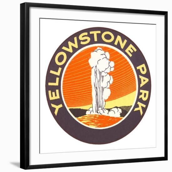 Emblem for Yellowstone National Park with Geyser-null-Framed Art Print