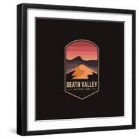Emblem Patch Vector Illustration of Death Valley National Park on Dark Background-DOMSTOCK-Framed Photographic Print