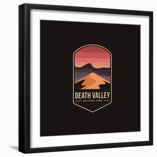 Emblem Patch Vector Illustration of Death Valley National Park on Dark Background-DOMSTOCK-Framed Photographic Print