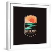 Emblem Patch Vector Illustration of Everglades National Park on Dark Background-DOMSTOCK-Framed Photographic Print