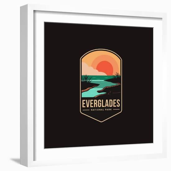 Emblem Patch Vector Illustration of Everglades National Park on Dark Background-DOMSTOCK-Framed Photographic Print