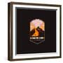 Emblem Patch Vector Illustration of Hawaii Volcanoes National Park on Dark Background-DOMSTOCK-Framed Photographic Print