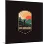 Emblem Patch Vector Illustration of Shenandoah National Park on Dark Background-DOMSTOCK-Mounted Photographic Print