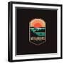 Emblem Patch Vector Illustration of Voyageurs National Park on Dark Background-DOMSTOCK-Framed Photographic Print