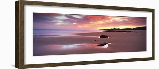 Embleton Bay at Sunrise, Dunstanburgh Castle in the Distance, Near Alwick, Northumberland, England-Lee Frost-Framed Photographic Print