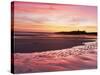 Embleton Bay at Sunrise, Low Tide, with Dunstanburgh Castle in Distance, Northumberland, England-Lee Frost-Stretched Canvas