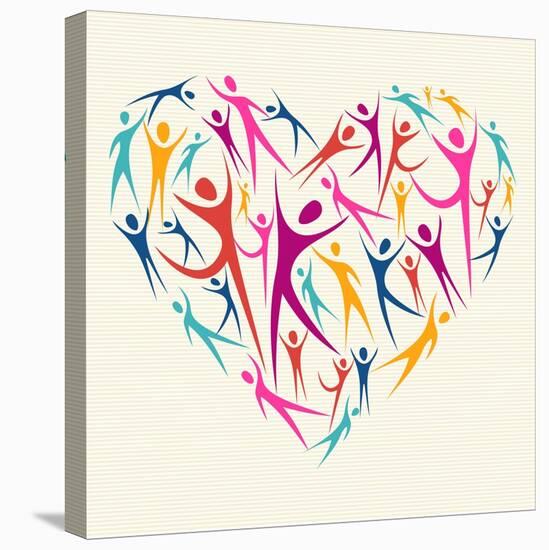 Embrace Diversity Heart-cienpies-Stretched Canvas