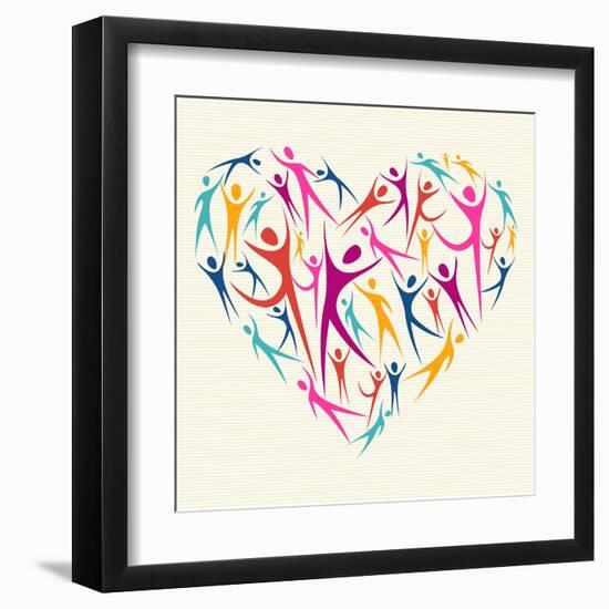 Embrace Diversity Heart-cienpies-Framed Art Print