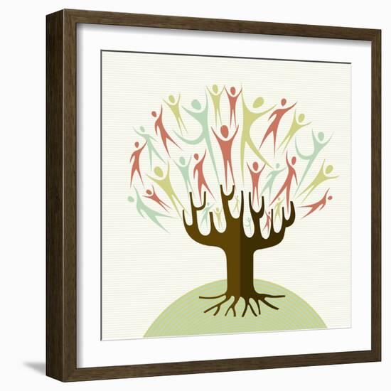 Embrace Diversity Tree-cienpies-Framed Art Print